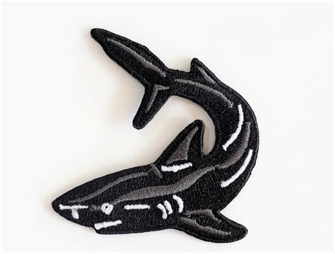 Shark Embroidered Patch Iron On Etsy