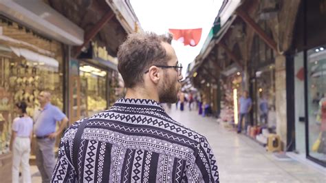 Man Walking In Istanbul Spice Bazaar Man Traveling In The Historical