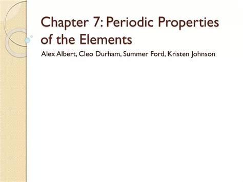 Ppt Chapter Periodic Properties Of The Elements Powerpoint