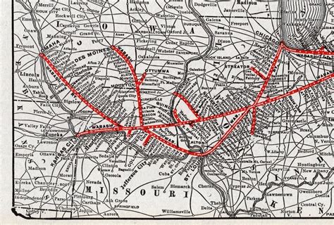 1938 Antique Wabash Railroad Map Buffalo To Omaha Chicago Etsy