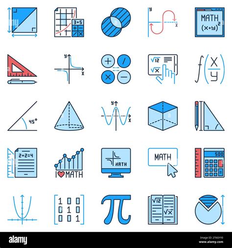 Mathematics Colored Icons Set Math Education And Science Concept