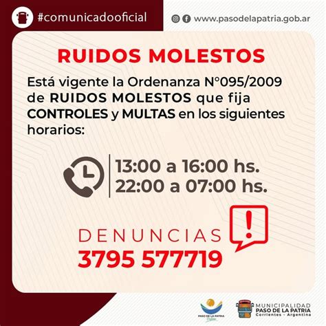 Denuncias Por Ruidos Molestos En Paso De La Patria Municipalidad De