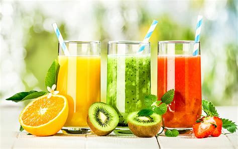 Fresh Juices Juice Strawberry Orange Fresh Drinks Kiwi Fruits