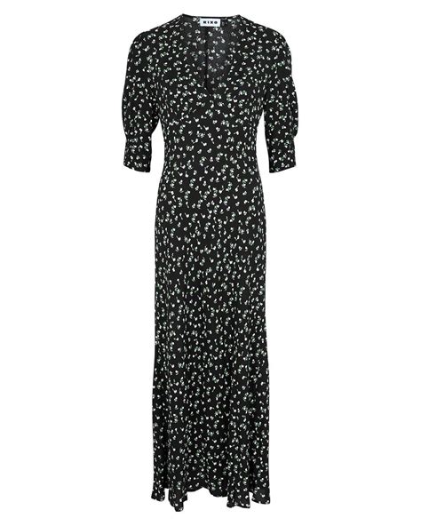 Rixo London Zadie Floral Crêpe Midi Dress In Black Lyst