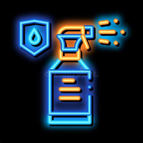 Waterproof Material Spray Neon Glow Icon Illustration Stock Vector