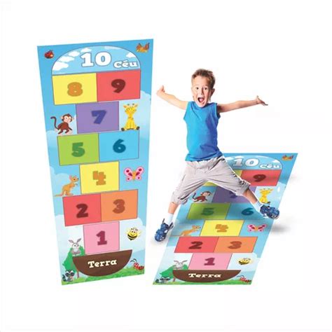 Tapete Lona Amarelinha Infantil Brincar 2 00x 60cm