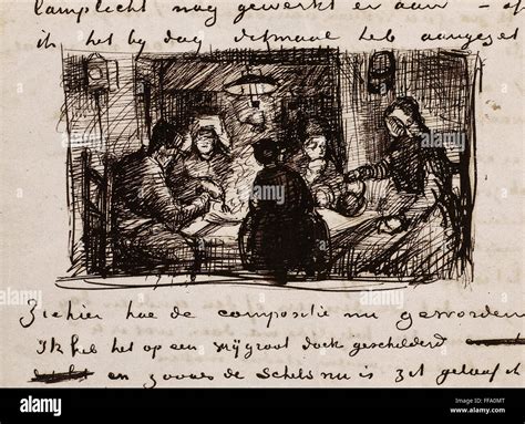 Van Gogh Letter Nink Sketch Of His Painting The Potato Eaters In A