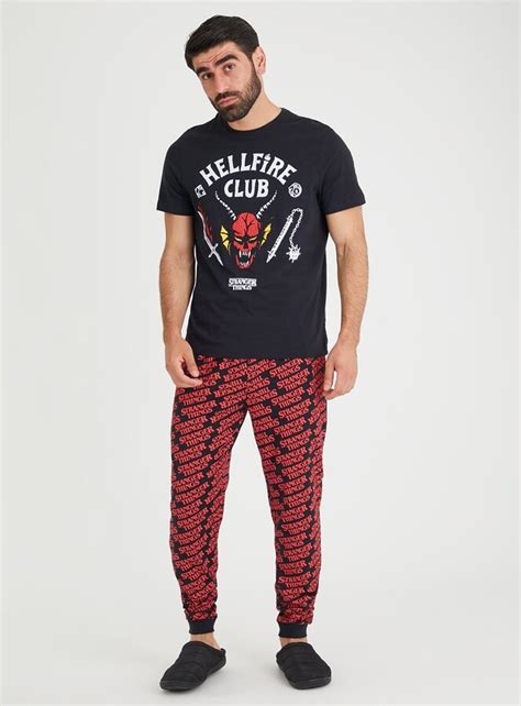 Mens Stranger Things Black Pyjamas Shopstyle