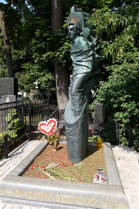 The Grave Of The Famous Artist Vladimir Vysotsky At The Vagankovsky