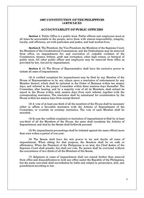 Article XI 1987 Philippine Constitution 1987 CONSTITUTION OF THE