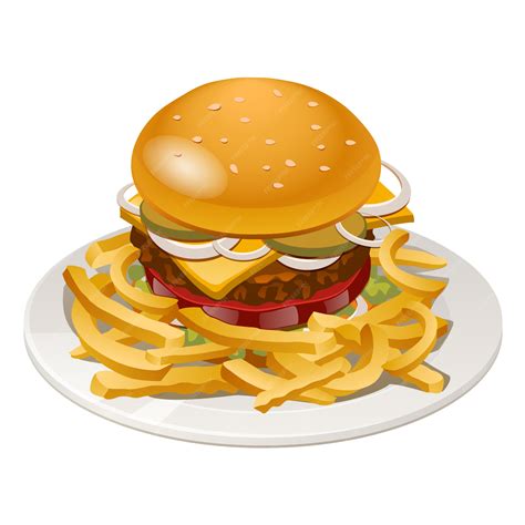 Cheeseburger With Fries Clip Art