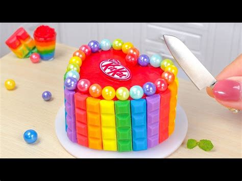 Rainbow Kitkat Cake Amazing Miniature Rainbow Kitkat Cake Decorating