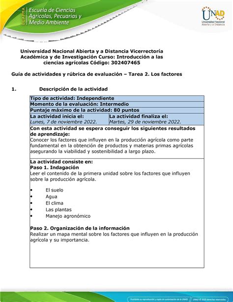 Guía De Actividades Y Rúbrica De Evaluación Unidad 1 Tarea 2 Los Factores Calculo