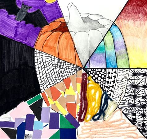 This Is A Drawing With Different Colors And Shapes On It Including