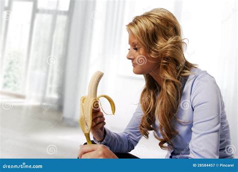 Woman Eating Banana Stock Image Image Of Beautiful Eating 28584457