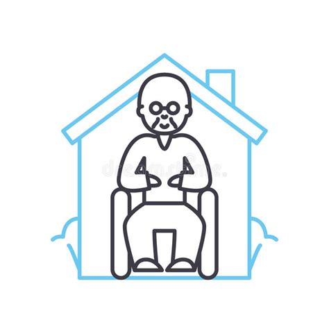 Disabled Senior Line Icon Outline Symbol Vector Illustration Concept