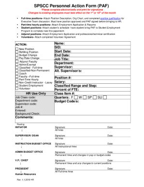 Fillable Online Fillable Online Spscc Personnel Action Form Paf Fax