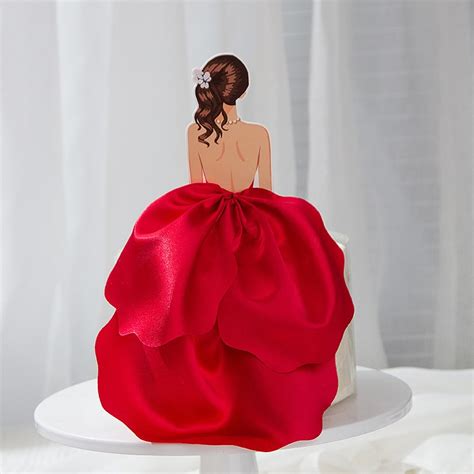 Figurine décor gâteau Jupe en gaze de soie à dos pour fête des mères