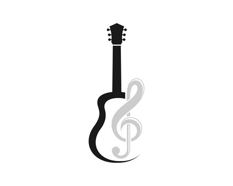 Abstract Guitar Silhouette With Music Note Inside Vector Art At