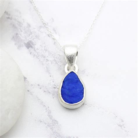 Lapis Lazuli Gemstone Handmade Ladies Silver Pendant - Poppy Jewellery