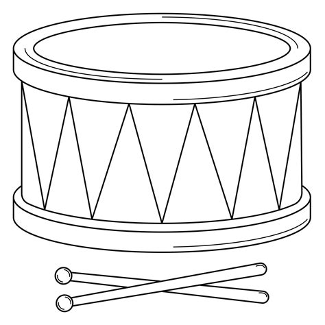 Hand drawn drum with drumsticks. Percussion musical instrument. Doodle style. Sketch. Vector ...