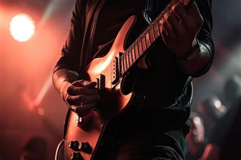 Cerrado De Guitarrista En El Escenario Foto Premium