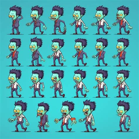 Premium AI Image | 2d game sprite sheet zombie character sprites