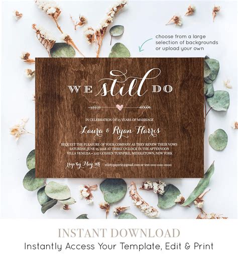 Vow Renewal Invitation Template, We Still Do, Instant Download, Wedding ...