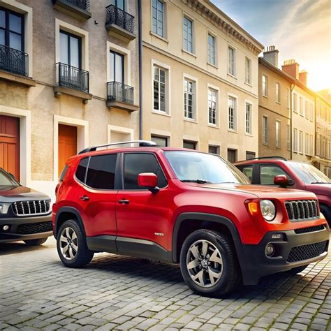 Beautiful New Red Jeep Renegade Parked Premium Ai Generated Image