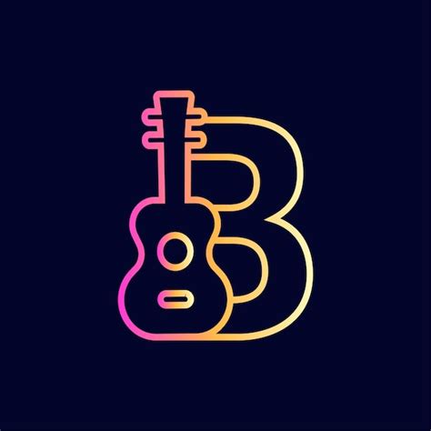 Guitarra música logotipo design marca letra b Vetor Premium