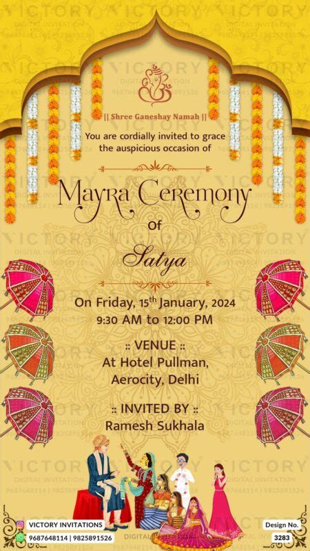 Mayra Ceremony Invitation Card In English Language With Mayra Doodle