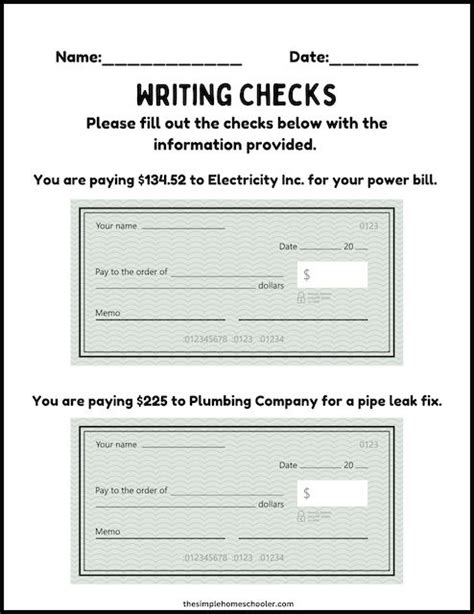 Practice Writing Checks Worksheet