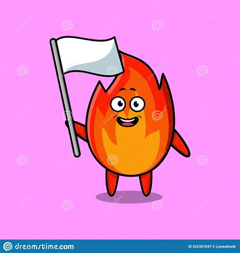 Cute Cartoon Fire In Flat Character Stock Vector Illustration Of