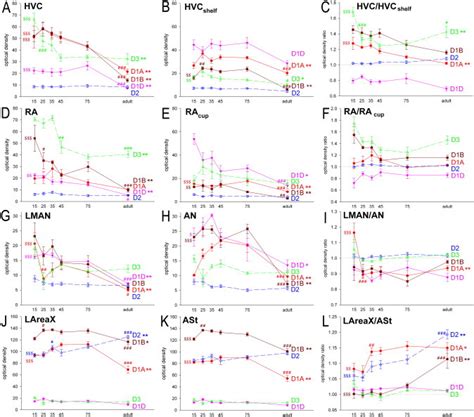 Expression profiles of dopamine receptor types in frontal series of ...