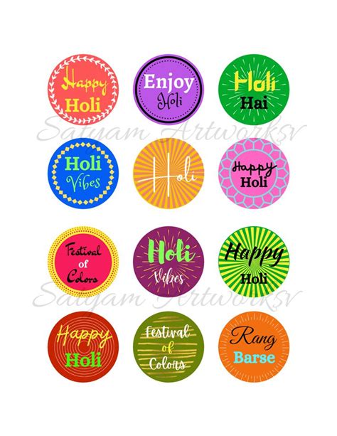 Holi Cupcake Toppers Holi Gift Tags Holi Decoration Holi Party Props