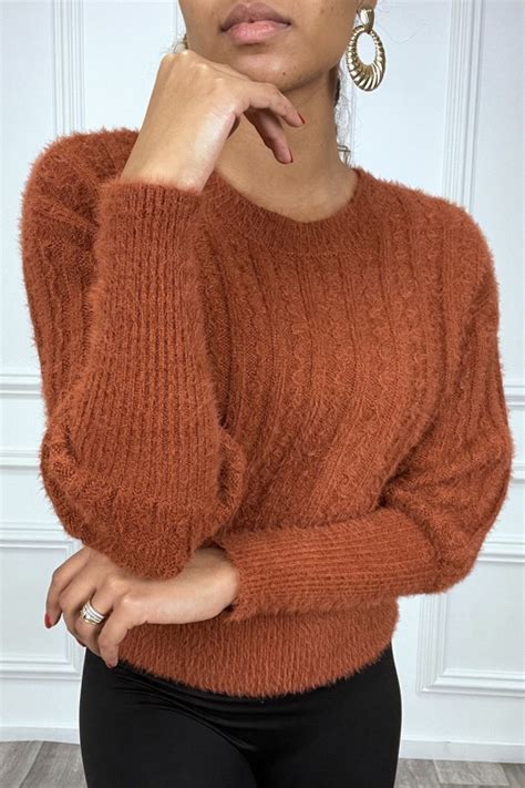 Pull Cognac Tr S Doux Avec Dos Nu Et Noeud Joli Pull Femme