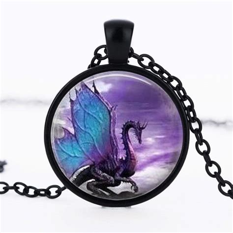 Dragon Purple Fantasy Pendant Necklace 2 Colors Crazy Aunt Karens