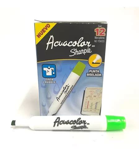 Marcador Base Agua Acuacolor Sharpie Verde Claro Caja C 12