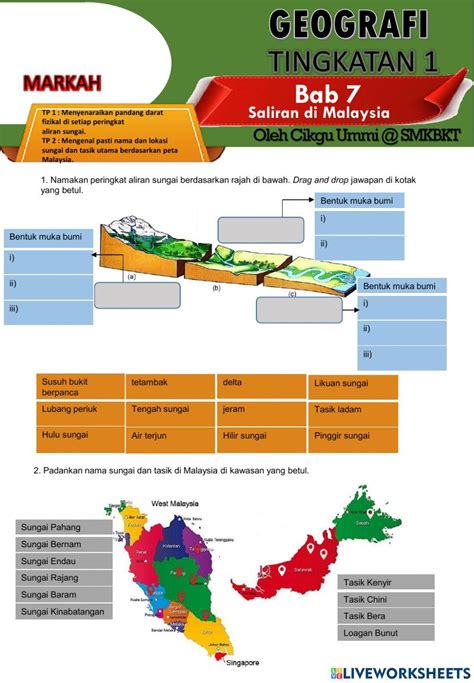 Saliran Di Malaysia Interactive Worksheet Live Worksheets