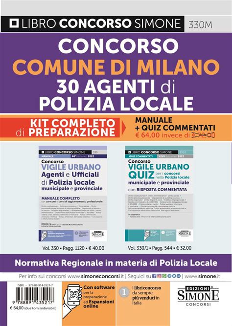 Concorso Comune Di Milano 30 Agenti Di Polizia Locale KIT Di