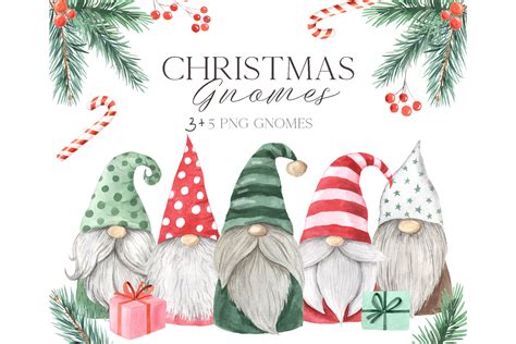 Watercolor Christmas Gnomes Clipart By Larysa Zabrotskaya | TheHungryJPEG