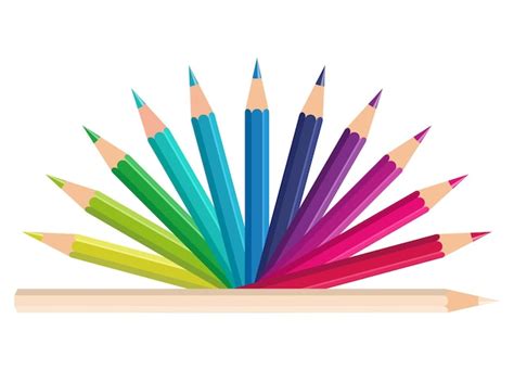 Premium Vector Colored Pencils Lined Up Like A Hand Fan Rainbow