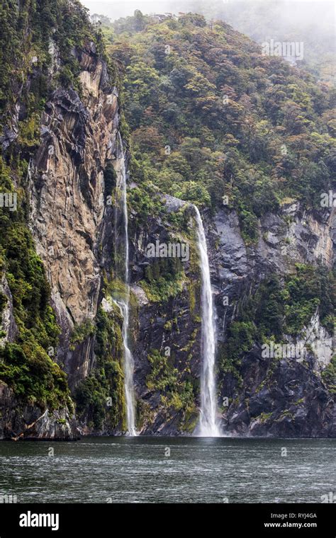 Milford Sound Waterfall Stock Photo - Alamy