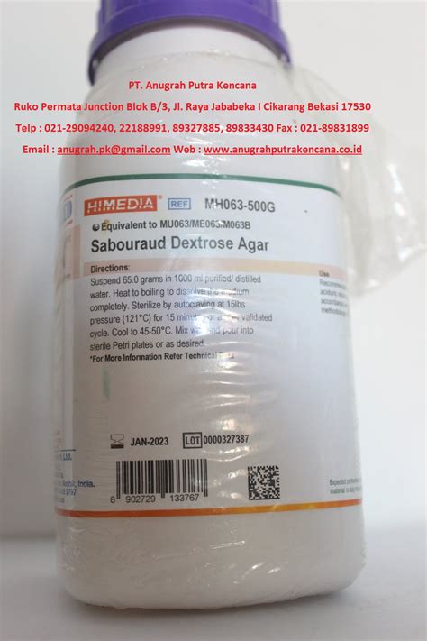 Jual SABOURAUD DEXTROSE AGAR HARMONIZED MH063 500G Oleh PT ANUGRAH