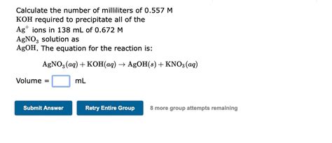 Solved Calculate The Number Of Milliliters Of M Koh Chegg