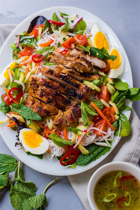 Rice Noodle Salad With Vietnamese Grilled Lemongrass Chicken