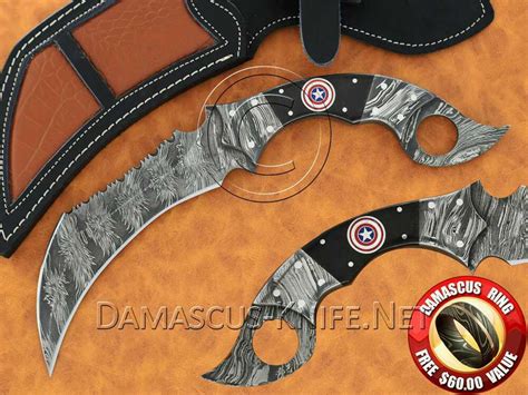 Full Tang Handmade Big Karambit Damascus Steel Hunting Knife Edhk720