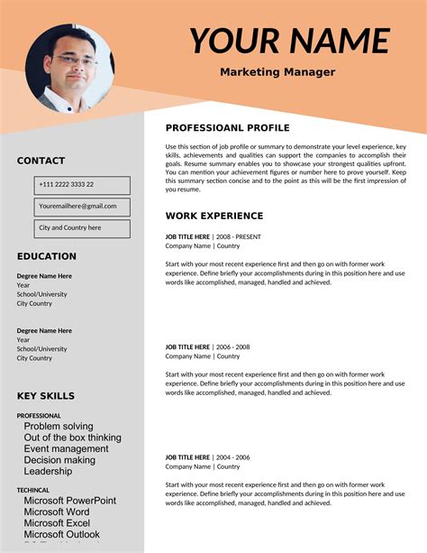 Free Microsoft Word Cv Resume Templates To Download Word Format