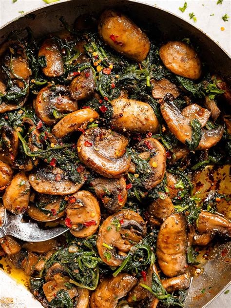 Sautéed Spinach Mushroom Recipe How To Cook Mushrooms — Eatwell101