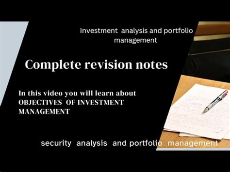 Investment Objectives Investment Management Bcom Mcom YouTube